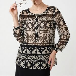 Nicole by Nicole Miller Geometric Print Blouse - Size 12